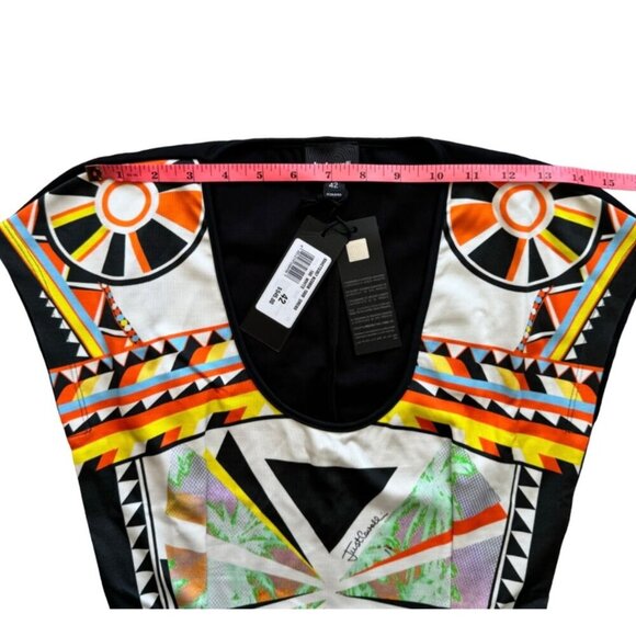 NWT Just Cavalli Bodycon Graphic Print Palm Tree Knee Length Dress Size 42 - Picture 9 of 13